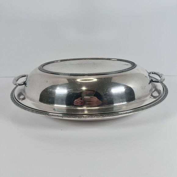 Silver plated Vegetable Serving Platter With Divider and Lid 10” Wilcox - Picture 1 of 16